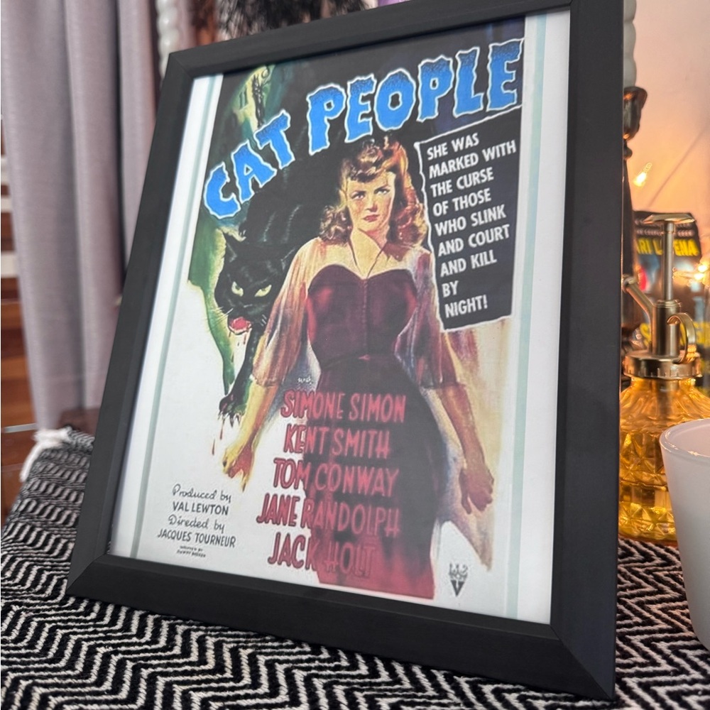 Buckle Framed 'Cat People' Poster in Black, Blue, Red